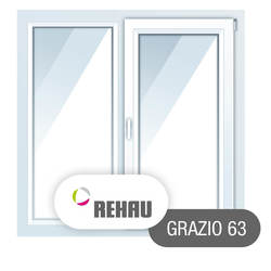 Двухстворчатые окна Rehau Grazio (63 створка) 1400*1400